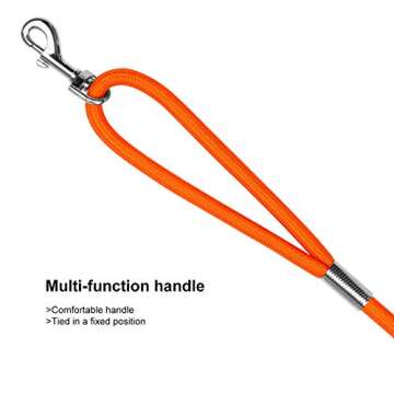 Hi Kiss Check Cord Large,Medium Small Dogs/Puppy Obedience Recall Training Agility Lead - 15ft 30ft 50ft Training Leash - Great for Training, Play, Camping, or Backyard Orange 15 Feet