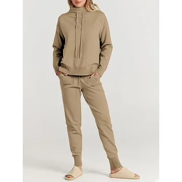 Cozy ANRABESS Turtleneck Sweater Pants Set for Women
