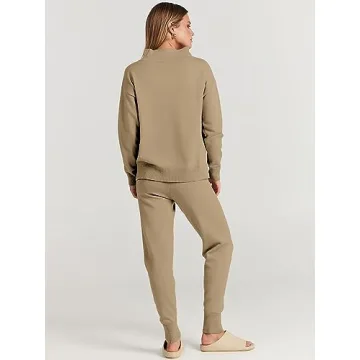 Cozy ANRABESS Turtleneck Sweater Pants Set for Women