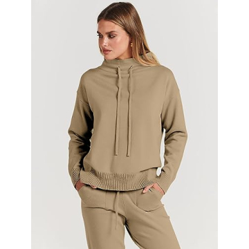 Cozy ANRABESS Turtleneck Sweater Pants Set for Women