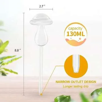 KiKiHeim Plant Watering Globes, Hand Blown Clear Glass Self Watering Globes, Automatic Plant Waterer Bulbs for Indoor & Outdoor, 2 Mushroom