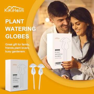KiKiHeim Plant Watering Globes, Hand Blown Clear Glass Self Watering Globes, Automatic Plant Waterer Bulbs for Indoor & Outdoor, 2 Mushroom