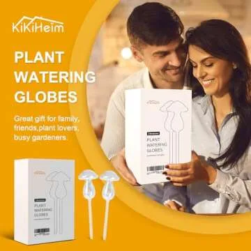 KiKiHeim Plant Watering Globes, Hand Blown Clear Glass Self Watering Globes, Automatic Plant Waterer Bulbs for Indoor & Outdoor, 2 Mushroom