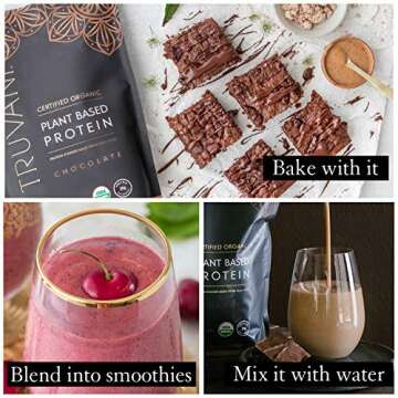 Truvani Vegan Pea Protein Powder | Chocolate | 20g Organic Plant Based Protein | 10 Servings | Keto | Gluten & Dairy Free | Low Carb | No Added Sugar