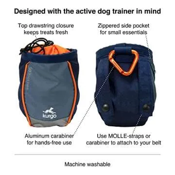 Kurgo Go Stuff It Dog Treat Bag, Training Treat Pouch Bag for Dogs, Treat Pouches for Pets, Hands-Free Pouch Waist, Reflective, Includes Carabiner, MOLLE-Compatible (Navy Blue)