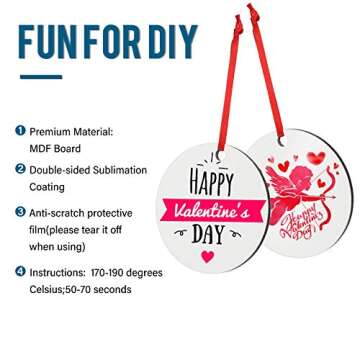 WILLBOND 24 Pack Sublimation Blank Pendants for DIY Crafts, Durable MDF