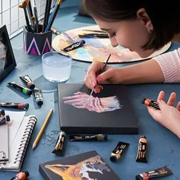 ARTEZA Gouache Paint, Set of 12, Skin Tones, 0.4 US fl oz Gouache Paint Tubes, Opaque Gouache Set for Canvas and Paper