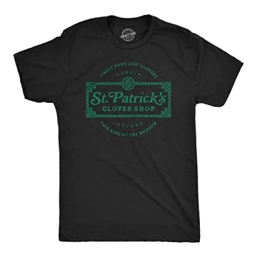 Mens St. Patricks Clover Shop Tshirt Funny Saint Paddy's Day Parade Graphic Novelty Tee for Guys Men...