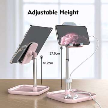 licheers Cell Phone Stand, Height Angle Adjustable Phone Holder for Desk Tablet Stand Compatible with iPhone 14/13/12/11 Pro Max, Samsung Galaxy S10 S9 S8 Note10, Google Pixel,Kindle,Switch