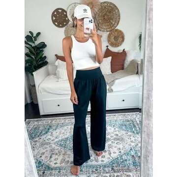 UEU Women's Plus Size High Waist Yoga Sweat Pants Casual Loose Fit Sweatpants Comfy Lounge Wide Leg Athletic Pants with Pockets(Black,XL)