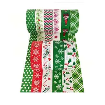 Ewanda store 10 Rolls Christmas Holiday Washi Tape Set Kids Chirstmas Craft Supplies Decorative Mask...