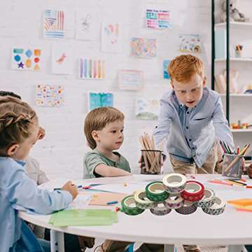 Ewanda store 10 Rolls Christmas Holiday Washi Tape Set Kids Chirstmas Craft Supplies Decorative Masking Craft Tapes for DIY Art Crafts Projects