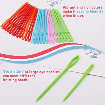 LUNARM 50PCS Plastic Sewing Needles, Large Eye Plastic Yarn Needles for Kids, 7cm/9cm Plastic Needles for Yarn and Craft Plastic Embroidery Needle for DIY Sewing Handmade Crafts