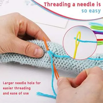 LUNARM 50PCS Plastic Sewing Needles, Large Eye Plastic Yarn Needles for Kids, 7cm/9cm Plastic Needles for Yarn and Craft Plastic Embroidery Needle for DIY Sewing Handmade Crafts