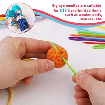 LUNARM 50PCS Plastic Sewing Needles, Large Eye Plastic Yarn Needles for Kids, 7cm/9cm Plastic Needles for Yarn and Craft Plastic Embroidery Needle for DIY Sewing Handmade Crafts