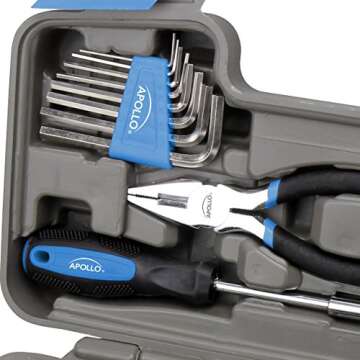 Apollo Tools Original 39 Piece General Household Tool Set in Toolbox Storage Case with Essential Han...