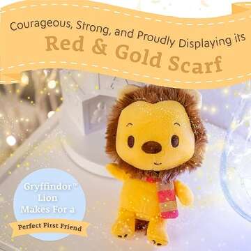 KIDS PREFERRED Harry Potter Gryffindor Lion Plush Stuffed Animal with Red and Gold Striped Scarf Hogwarts House Collectible for Babies, Toddlers, and Kids 6 Inches