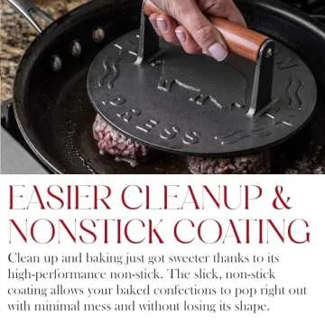 Bellemain Bacon Press 8.5-Inch Round | Heavy-Duty Cast Iron Grill Press for Perfectly Seared Bacon, Steak & Sandwiches | Equalized Weight Distribution