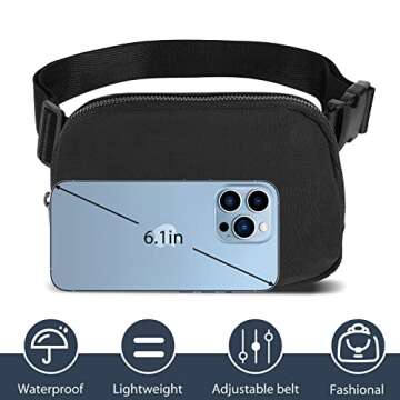 Belt Bag for Women and Men Fanny Pack Waist Bags with Adjustable Strap for Workout Running Travelling Hiking (Black)