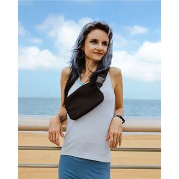 Belt Bag for Women and Men Fanny Pack Waist Bags with Adjustable Strap for Workout Running Travelling Hiking (Black)