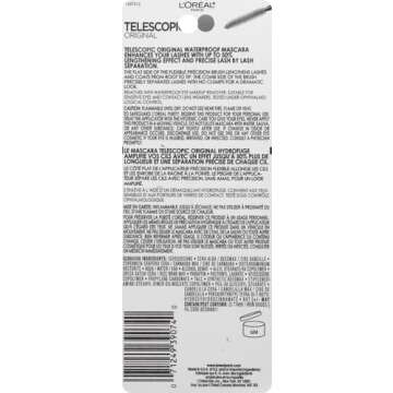 L’Oréal Paris Makeup Telescopic Original Lengthening, Lash Separating Mascara with Dual Precision Brush, Waterproof, Black, 0.27 Fl Oz., 1 Count (Pack of 2)