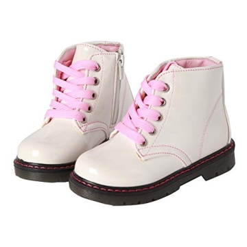 YWPENGCAI Toddler Girl Lace Up Zipper Waterproof Ankle Leather Boots