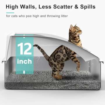 AIPERRO Stainless Steel Litter Box | XL Enclosed Cat Litter Box with Lid for Big Cats | High Sided, ...