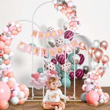 Arch Backdrop Stand Set of 3, 6FT,5FT,4FT, Metal Wedding Balloon Arch Stand,Photo Arched Backdrop Fr...
