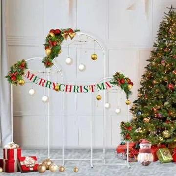 Arch Backdrop Stand Set of 3, 6FT,5FT,4FT, Metal Wedding Balloon Arch Stand,Photo Arched Backdrop Frame for Parties Anniversary Birthday Bridal Shower Home (White)