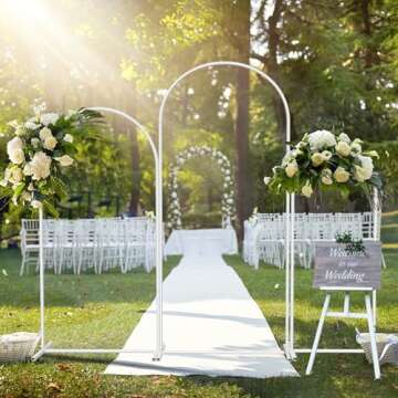 Arch Backdrop Stand Set of 3, 6FT,5FT,4FT, Metal Wedding Balloon Arch Stand,Photo Arched Backdrop Frame for Parties Anniversary Birthday Bridal Shower Home (White)
