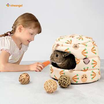 Niteangel Bunny Bed Big Guinea Pig Cave House Hideout for Rabbit Ferret Chinchilla Degu Hedgehogs Squirrel and Other Small Animals