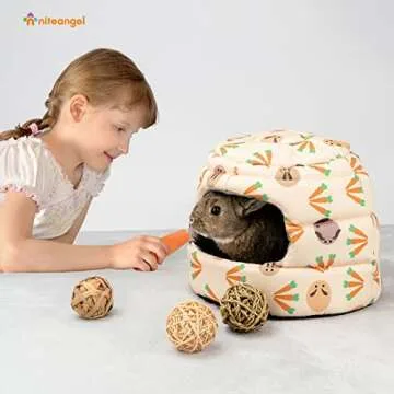 Niteangel Bunny Bed Big Guinea Pig Cave House Hideout for Rabbit Ferret Chinchilla Degu Hedgehogs Squirrel and Other Small Animals