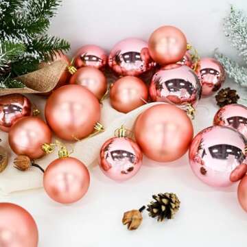 Emopeak Shatterproof Christmas Balls - Vibrant Rose Gold Ornaments for Holiday Cheer