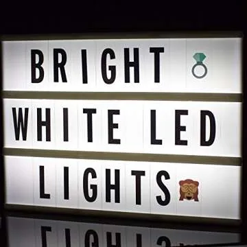 Cinema Light Box with Letters - Vintage Cinematic Light Up Message And Note Sign With 240 Letters, Numbers, Symbols & Emojis – Personalized A4 White LED Lightbox With Extra Long Durable USB Cable