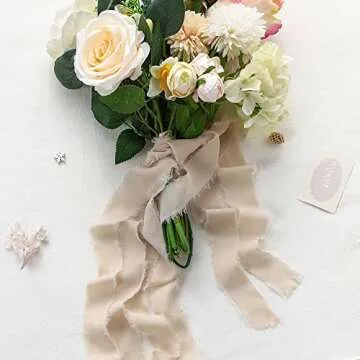 JEDIA Chiffon Ribbon, 3 Rolls Champagne Beige Ribbon for Gift Wrapping, 1.5" x 7Yd Chiffon Ribbon Set for Wedding, Bouquet Wrap, Bridal Bouquets, Wedding Invitations, DIY Crafts