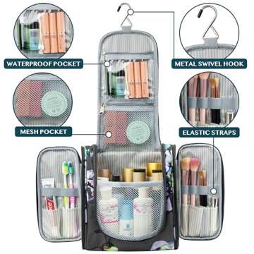 PAVILIA Toiletry Bag Travel Bag for Women Men, Hanging Cosmetic Organizer, Water Resistant Makeup Ba...