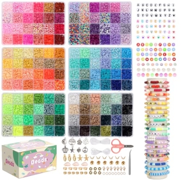 QUEFE 15000 Clay Beads Bracelet Making Kit - 144 Colors for DIY Jewelry and Friendship Bracelet Maki...