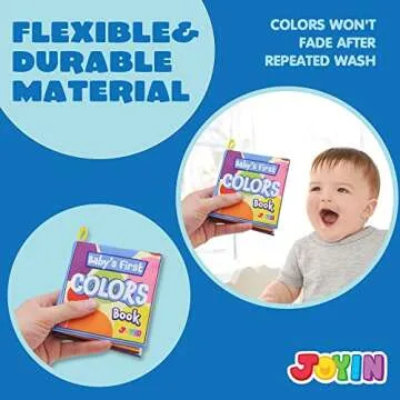 JOYIN 12 Pcs Bath Books, Nontoxic Fabric Soft Crinkly Cloth Books, Waterproof, Bathtub Pool and Early Education First Toys for Infant Newborn Baby Toddlers Kids Birthday Gifts