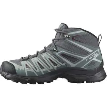 Salomon Women's X ULTRA PIONEER MID CLIMASALOMON™ WATERPROOF Hiking Boots for Women, Ebony / Stormy Weather / Wine Tasting, 7