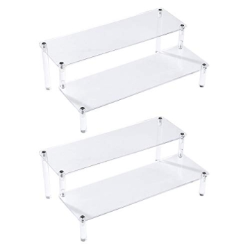 BYCY 2 Pack 2-Tier Clear Acrylic Display Shelf - Elegant Collection Organizer