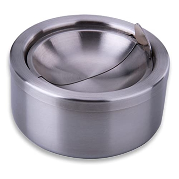 Hanlongyu Outdoor Ashtray with Lid - Compact Windproof Stainless Steel for Indoor and Outdoor Use