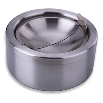 Hanlongyu Outdoor Ashtray with Lid - Compact Windproof Stainless Steel for Indoor and Outdoor Use