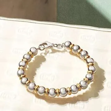 Buy Ross-Simons Italian Silver Bead Bracelet - 7 Inches