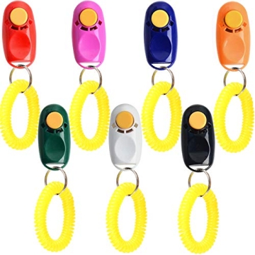 Coolrunner 7pcs 7 Color Universal Animal Pet Dog Training Clicker with Wrist Bands Strap, Assorted C...