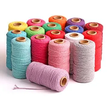 flipped (109 Yards/1.5mm/35 Colors Optional) Cotton Baker Twine DIY Craft Macramé Natural Cotton Rope Craft Making Knitting Cord String Rope DIY Wedding Decor Supply Christmas Wrapping(Pink)…