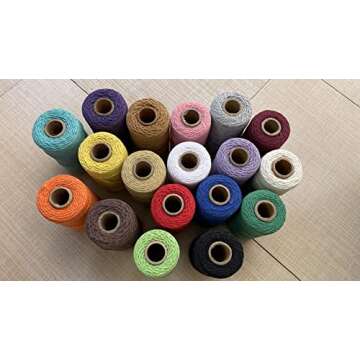 flipped (109 Yards/1.5mm/35 Colors Optional) Cotton Baker Twine DIY Craft Macramé Natural Cotton Rope Craft Making Knitting Cord String Rope DIY Wedding Decor Supply Christmas Wrapping(Pink)…