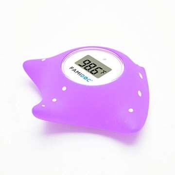Famidoc Baby Bath Thermometer with Room Thermometer New Upgraded Sensor Technology for Baby Bath Tub Floating Toy Thermometer (Purple)