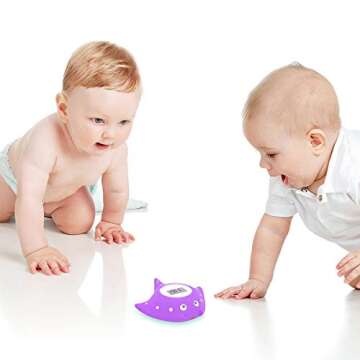 Famidoc Baby Bath Thermometer with Room Thermometer New Upgraded Sensor Technology for Baby Bath Tub Floating Toy Thermometer (Purple)
