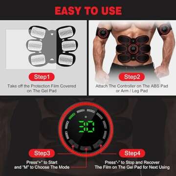 Drezela Abs Stimulator Muscle Toner, Ab Machine Trainer USB Rechargeable Gear for Abdomen/Arm/Leg, Fitness Strength Training Workout Equipment Men and Women DR6-E8