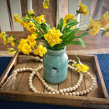Farmhouse 59in Wooden Bead Garland with Eucalyptus Stems
